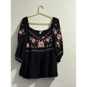 Savanna Jane embroidered boho floral peasant shirt cottagecore grannycore 2x